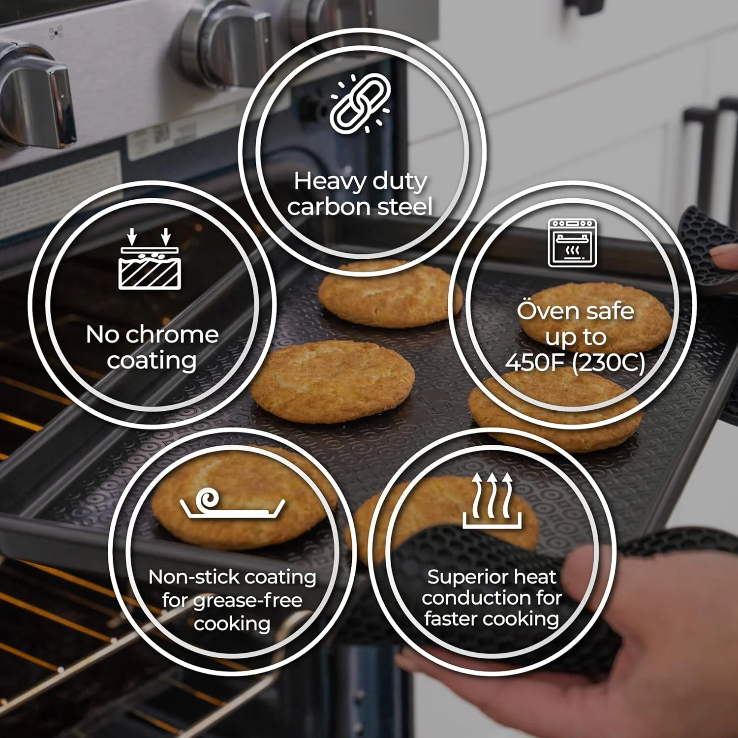 12 PC Carbon Steel Baking Pans Set Nonstick, Kitchen Essentials for New Home, Nonstick Bakeware with Cake Muffin Tins