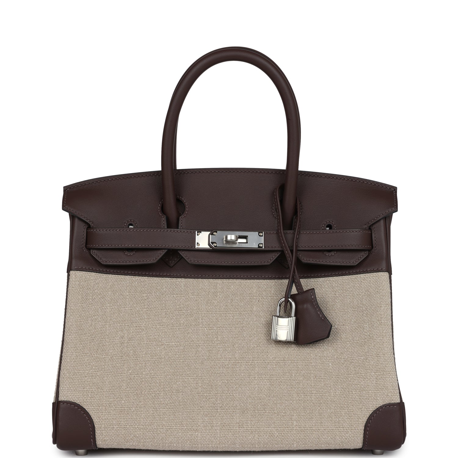 Birkin 30 Bivouac Ficelle Canvas and Moka Swift Palladium Hardware