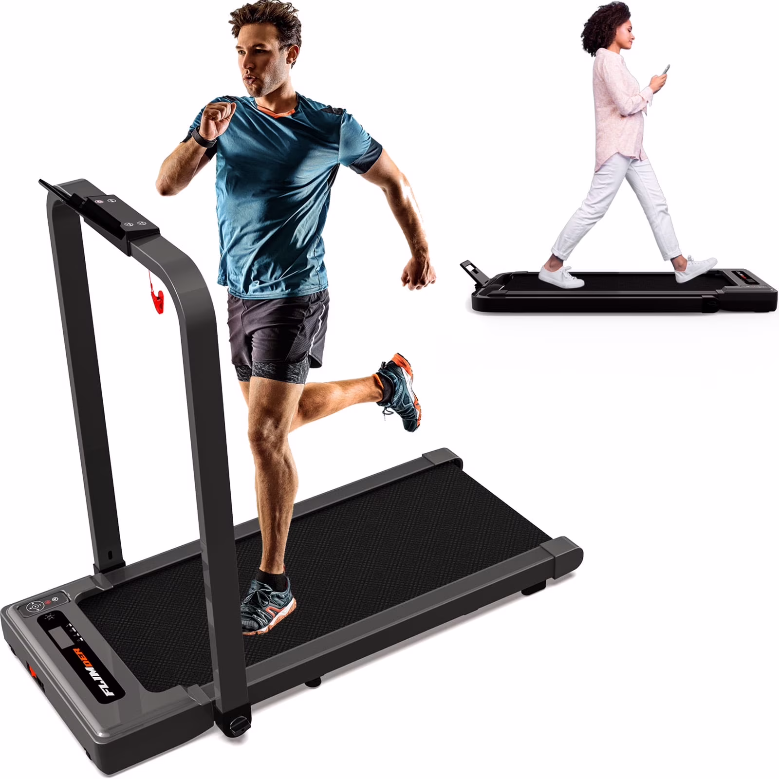 [TREADMILL CLEARANCE] FYC 2.5HP Folding Treadmill with Adjustable Height Desk & Incline - Compact Electric Treadmill Bluetooth Speaker for Running Walking Foldable Portable  (Silver)