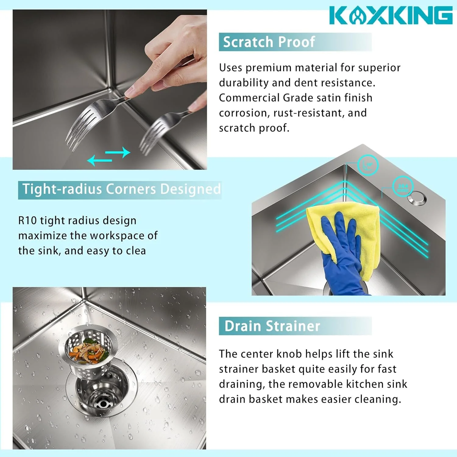15 x 15 Inch Black Drop In Kitchen Bar Sink, Small Kitchen Sink Single Bowl Topmount Bar Prep Sink 18 Gauge Stainless Steel Bar Sink with Grid and Basket Strainer