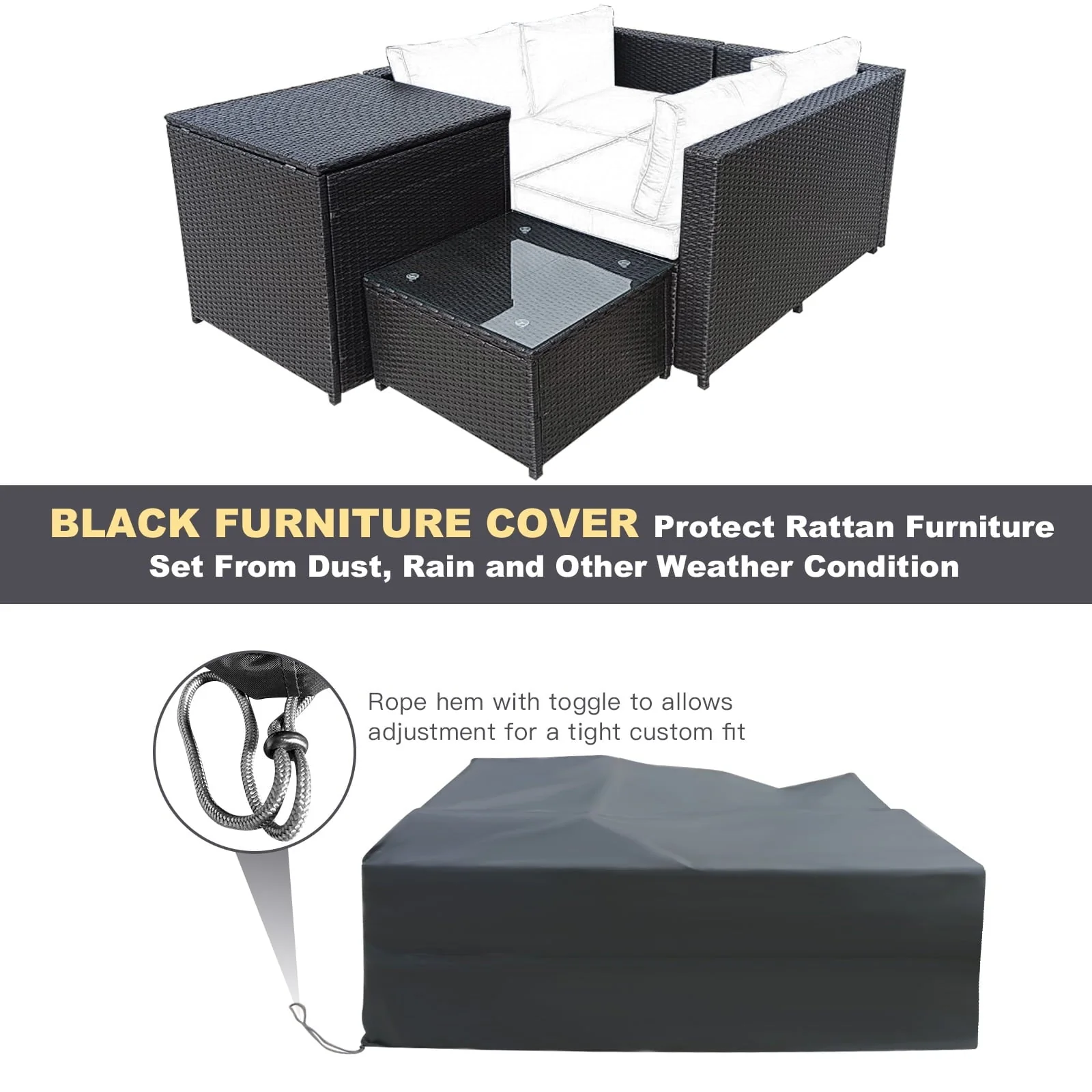Topbuy 5-Piece Outdoor Patio Furniture Set with 50,000 BTU Propane Fire Pit Table Patio PE Wicker Conversation Set with Cushions Storage Box and Tempered Glass Coffee Table Beige