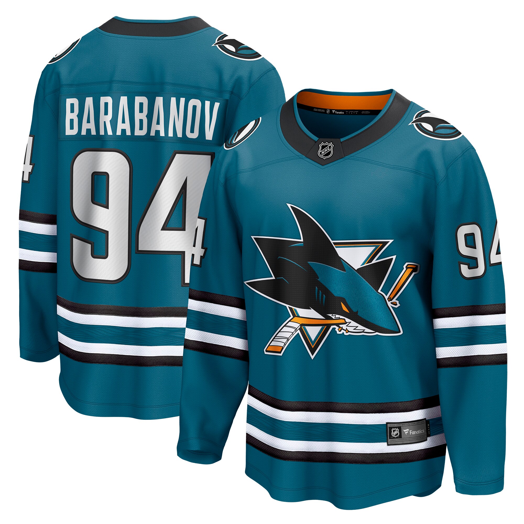 Alexander Barabanov San Jose Sharks Fanatics Home Breakaway   Jersey – Teal