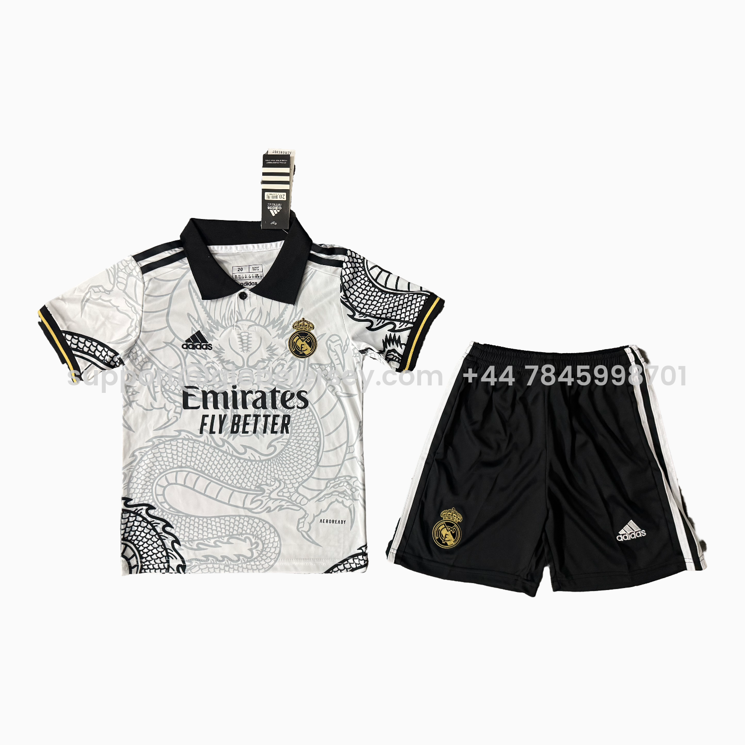 Real Madrid 25-26 Black Gragon White Special Men's Adult Jersey Set - Fans Version