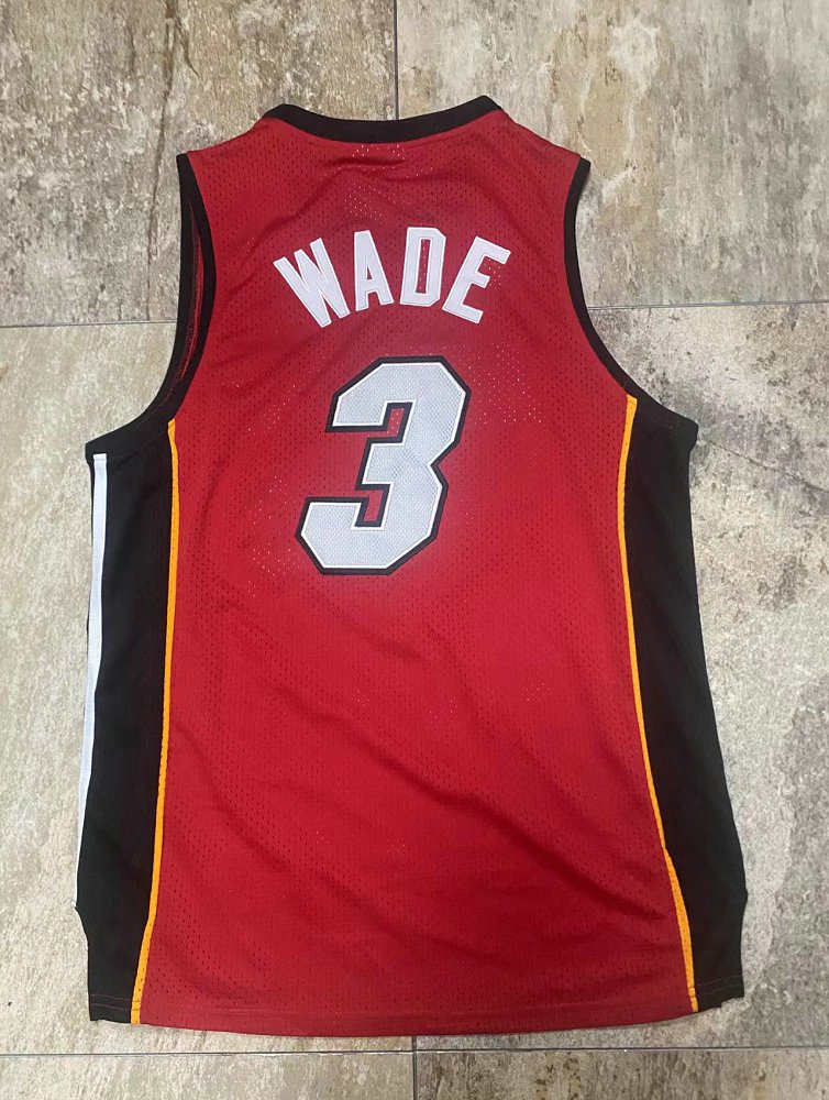 Heat #3 Wade Miami Red Embroidered AU Jersey