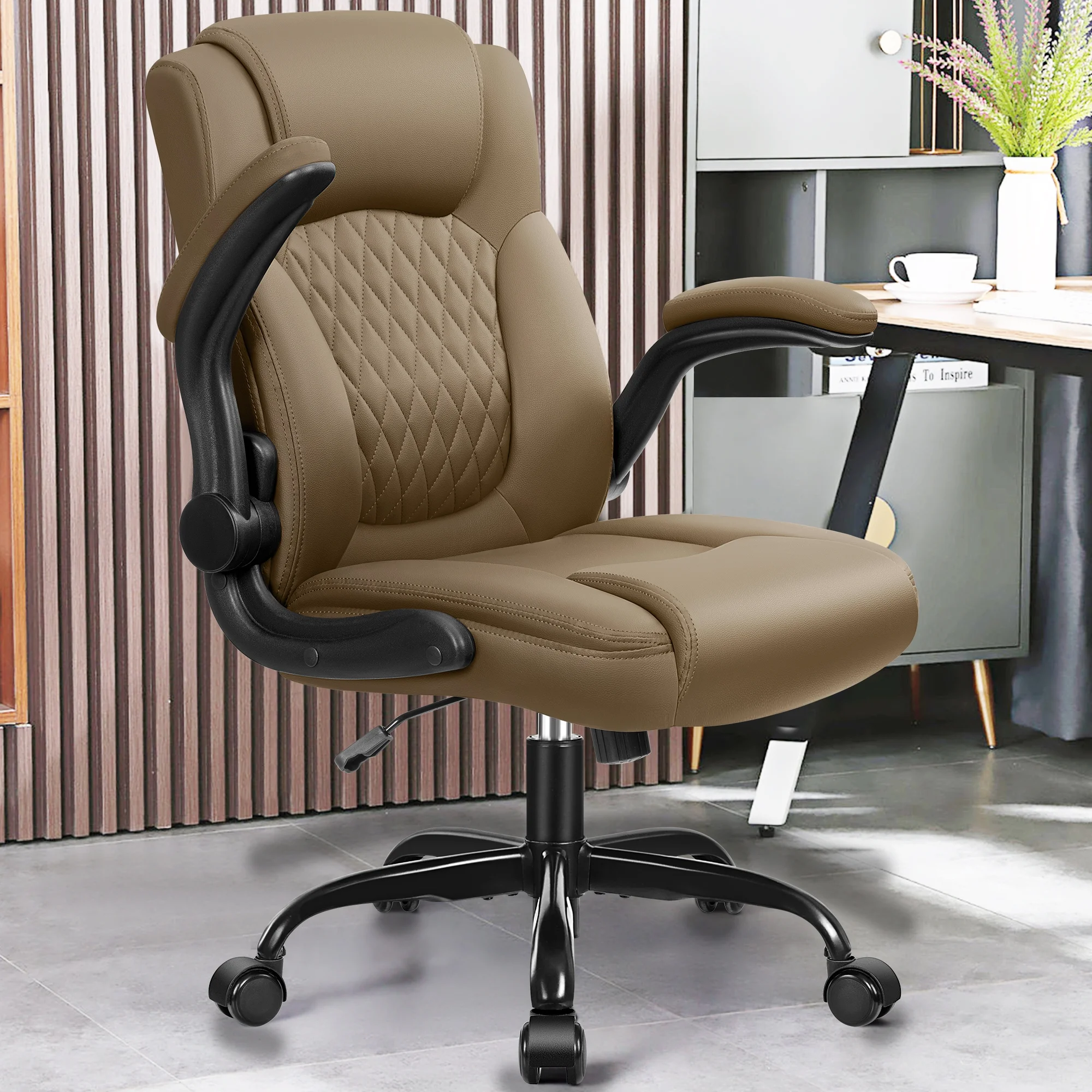 COOLHUT Leather Office Chair, Big and Tall Office Chair 400LBS Wide Seat Ergonomic Computer Desk Chair High Back Executive Leather Chair Adjustable Task Chair Lumbar Back with 8-Year Warranty, Black