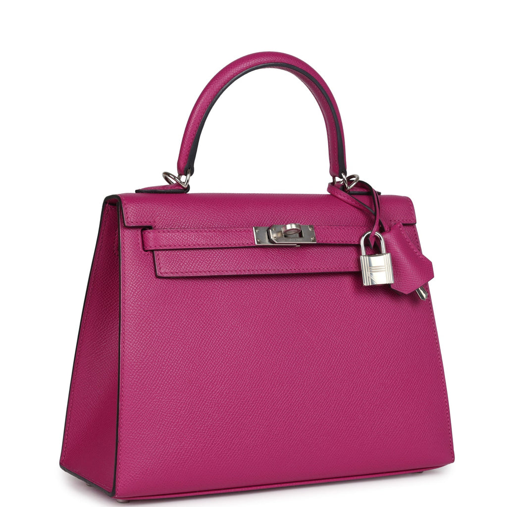 Kelly Sellier 25 Rose Pourpre Epsom Palladium Hardware