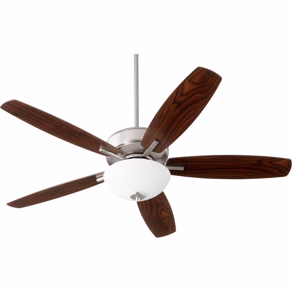 70525-80-Quorum Lighting-Breeze - 52 Inch 5 Blade Ceiling Fan with Bowl Light Kit-Aged Brass Finish-Dark Oak/Walnut Blade Color