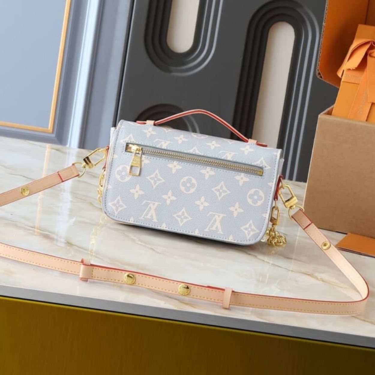 Louis Vuitton Pochette Métis East West Coated Canvas Trianon 8.5 Inches M12429
