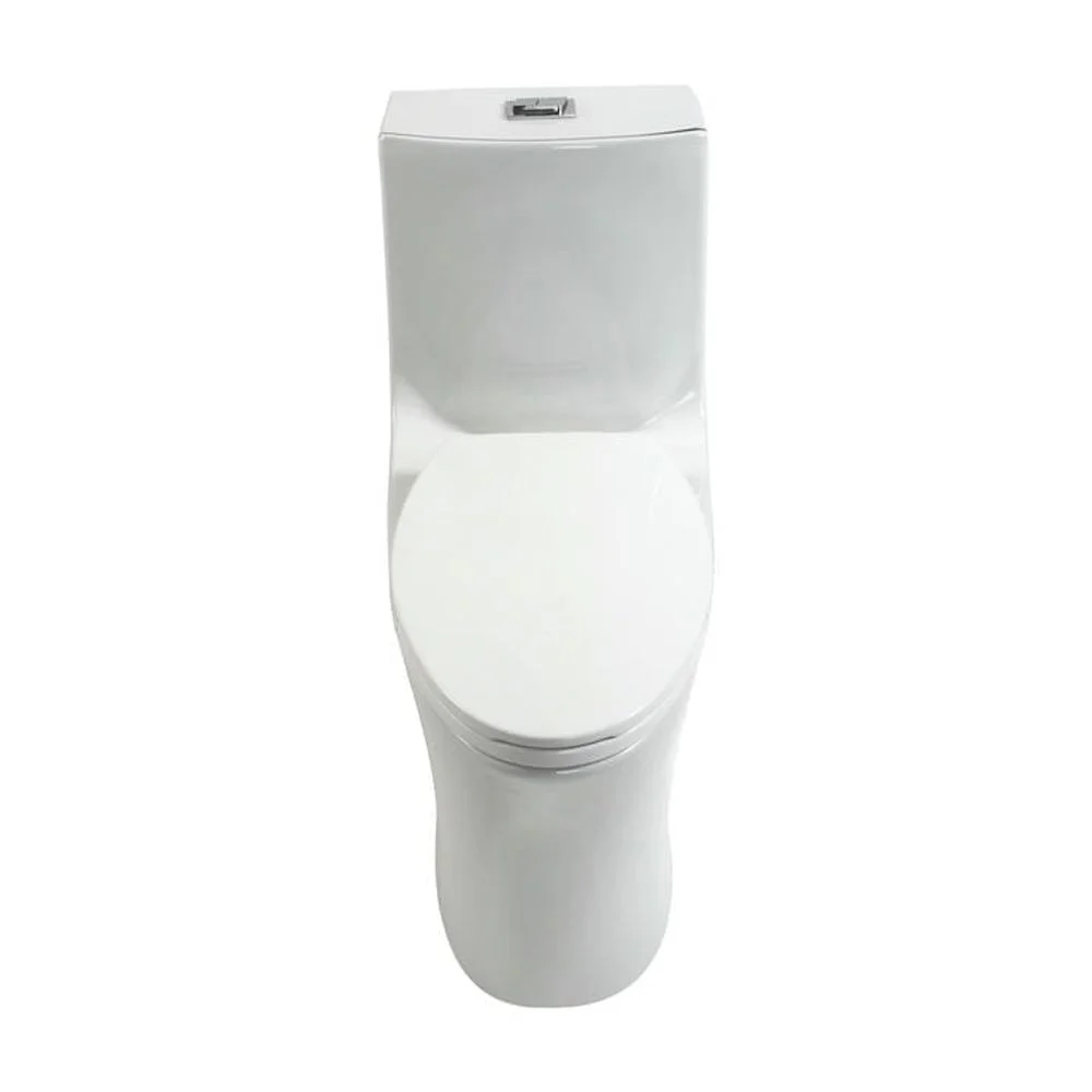 Spaco 1.1/1.6 GPF Dual Flush One-Piece Toilet, Button on Tank top S-trap 12 inches, Elongated Bowl with Soft Close Seat, Water-Saving MAP 1000g, Comfort Chair Seat ADA Height, Light Gray
