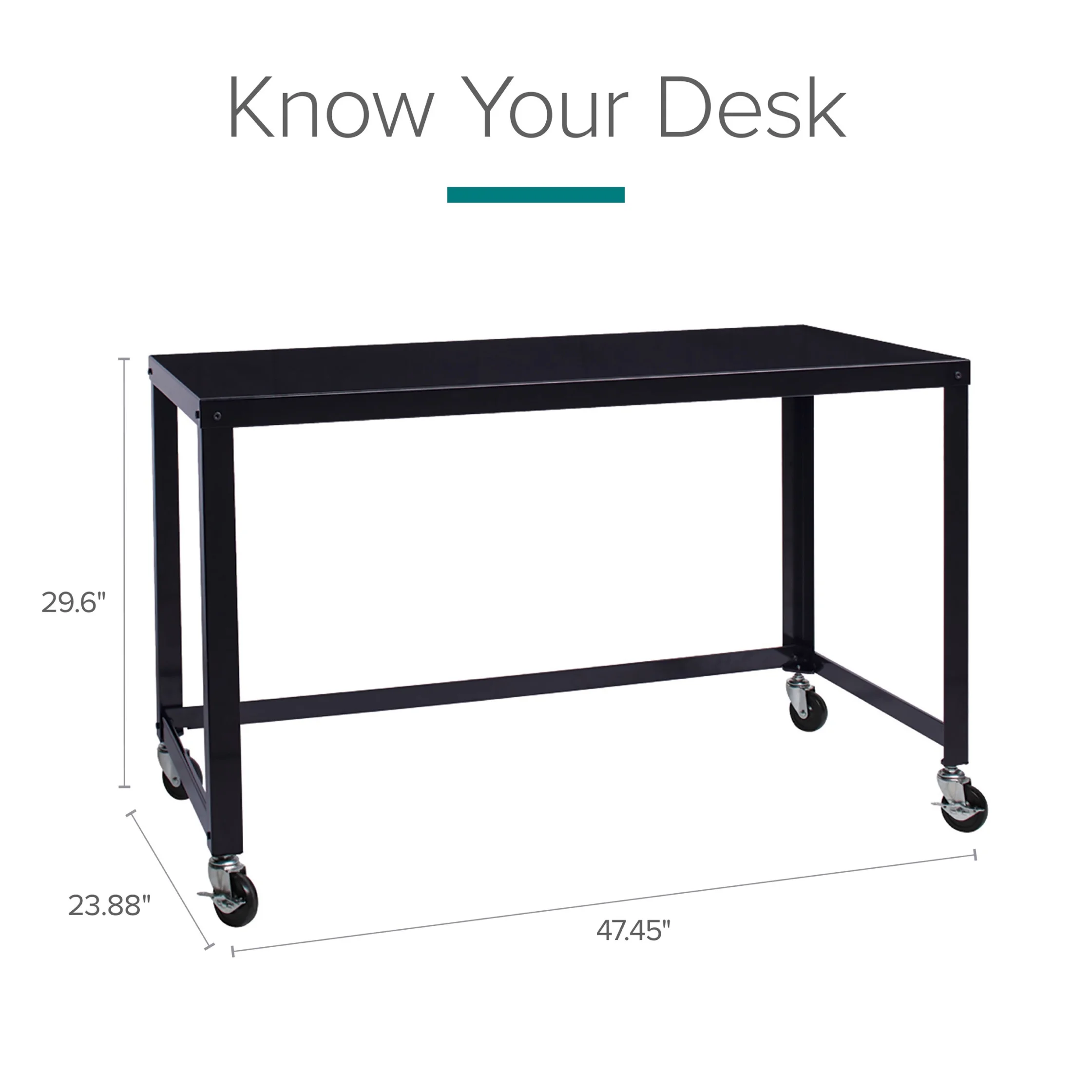 Space Solutions Ready-to-Assemble 48-inch Wide Mobile Metal Desk for Home Office, Navy
