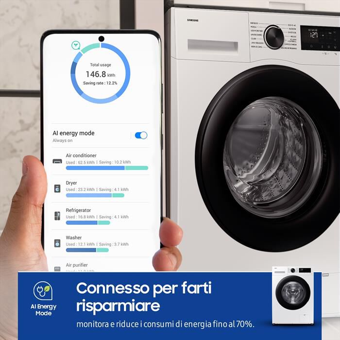 SAMSUNG - Lavatrice WW90CGC04DAEET 9kg 1400g Classe A-Bianco