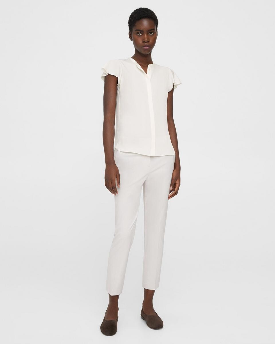 Ruffle Sleeve Top in Silk Georgette