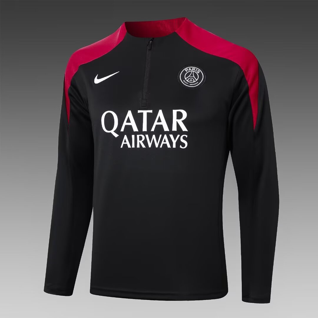2024/2025 Psg Paris Saint-Germain Half-Pull Training Suit Black Jersey 1:1 Thai Quality