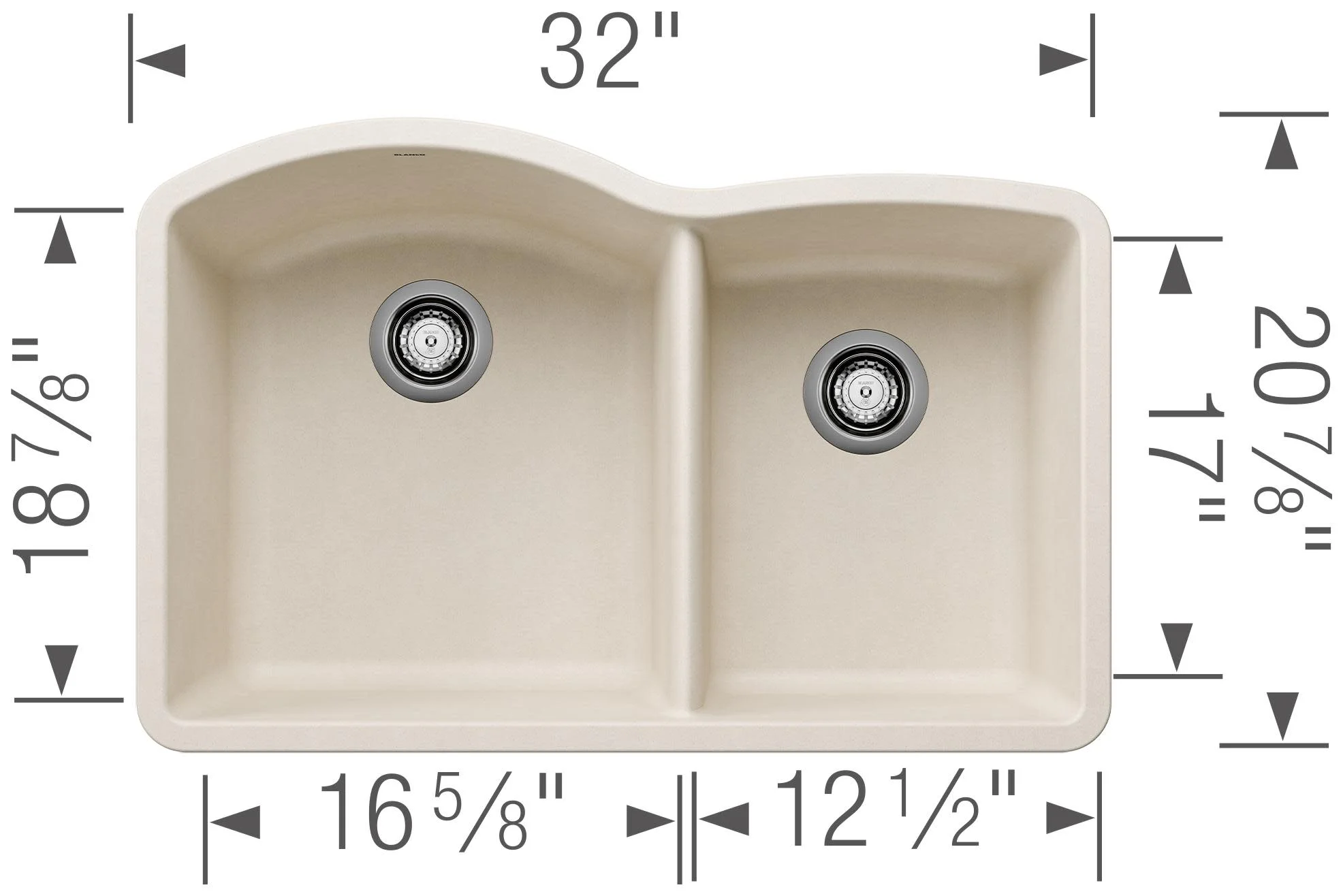Blanco DIAMOND 1-3/4 Bowl SILGRANIT Sink Metallic Gray