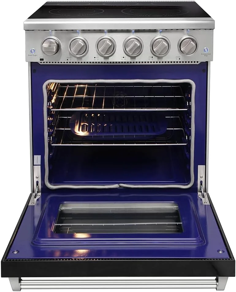 30 inch Professional Electric Range with 5 Heating Elements Cooktop, 4.55 Cu. Ft. Convection Oven Capacity, Smooth Glass Top, in Stainless Steel, KOS-30RE06H (Stainless Steel)