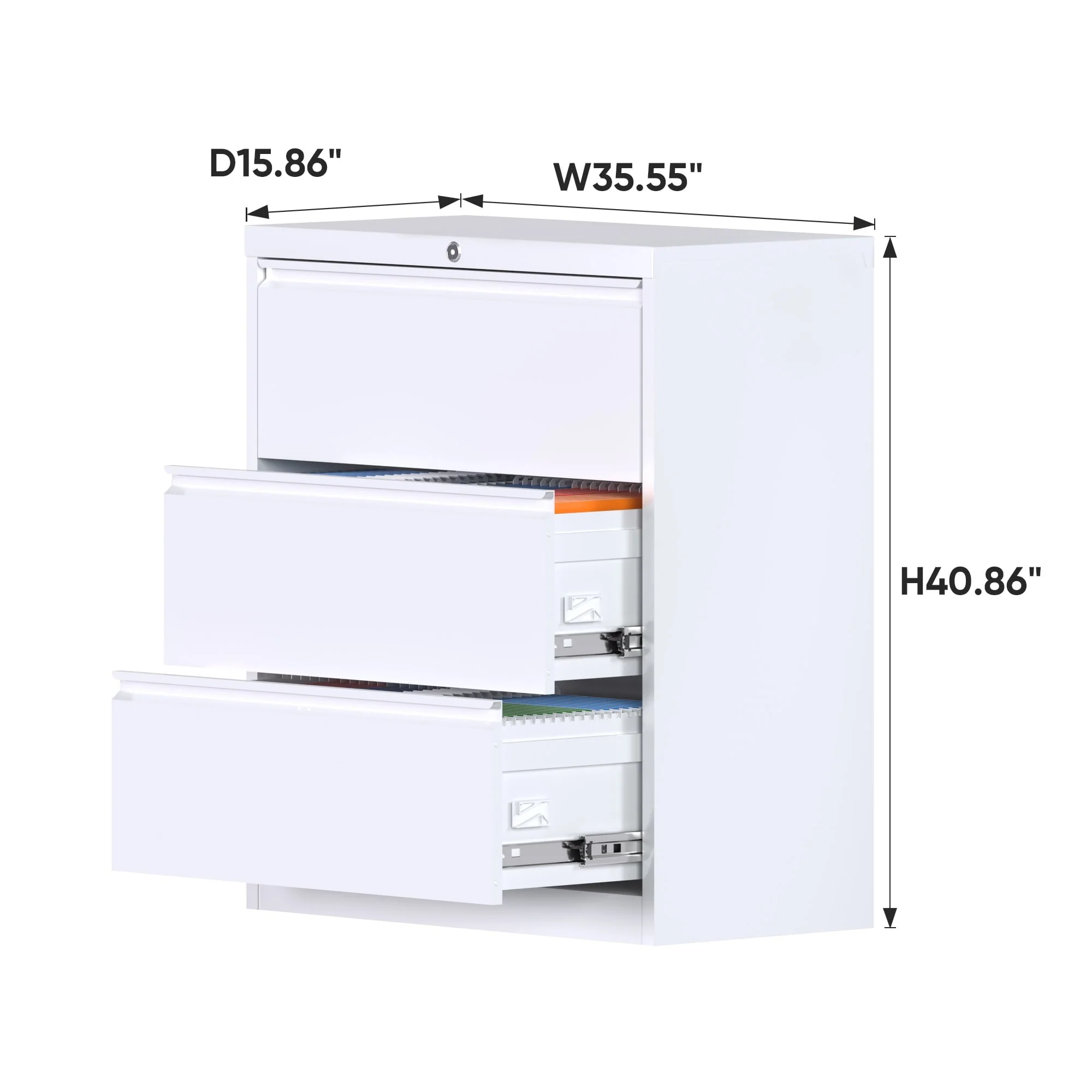SUPEER White Metal Lateral File Cabinet with Lock, Large Capacity Metal Storage File Cabinet for Letter/Legal A4 Size, Wide File Cabinet for Office Home, Assembly Required