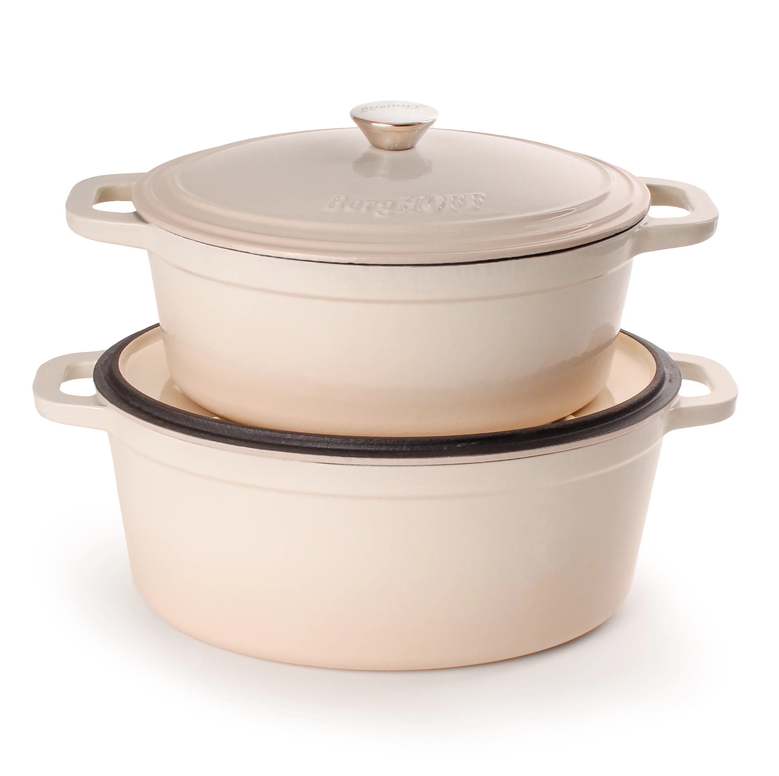 BergHOFF Neo 4Pc Cast Iron Set: 5qt. & 7qt. Covered Dutch Ovens, Green