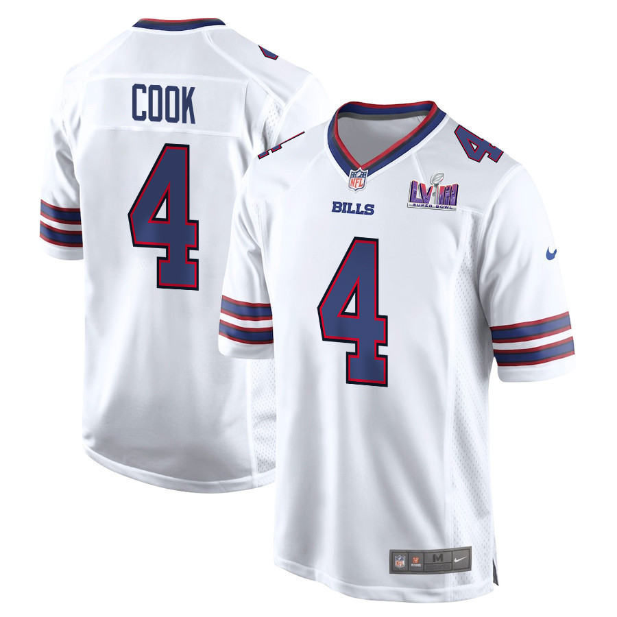 James Cook 4 Signed Buffalo Bills Super Bowl LVIII Game Men Jersey – White