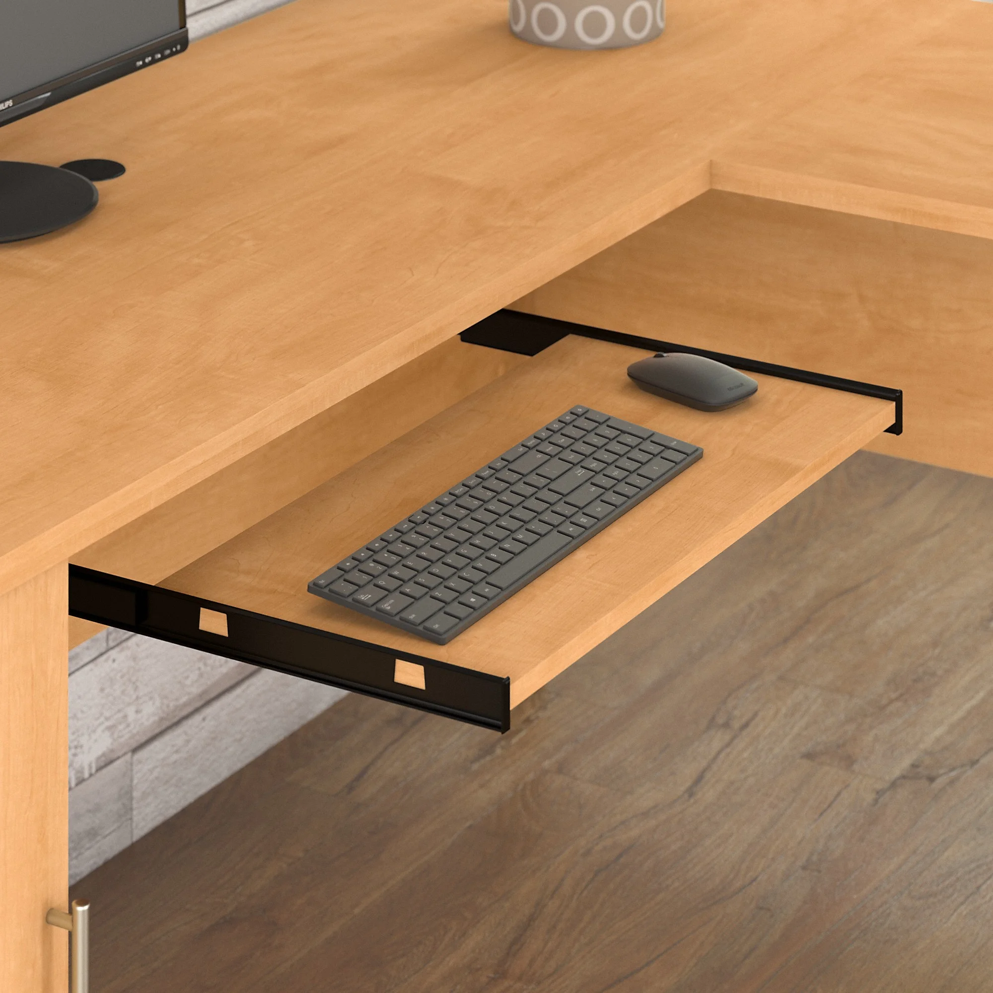 Bush Furniture Somerset 60 in L Desk and Chair Set with CPU Storage, Box Drawer and File Drawer in Ash Gray