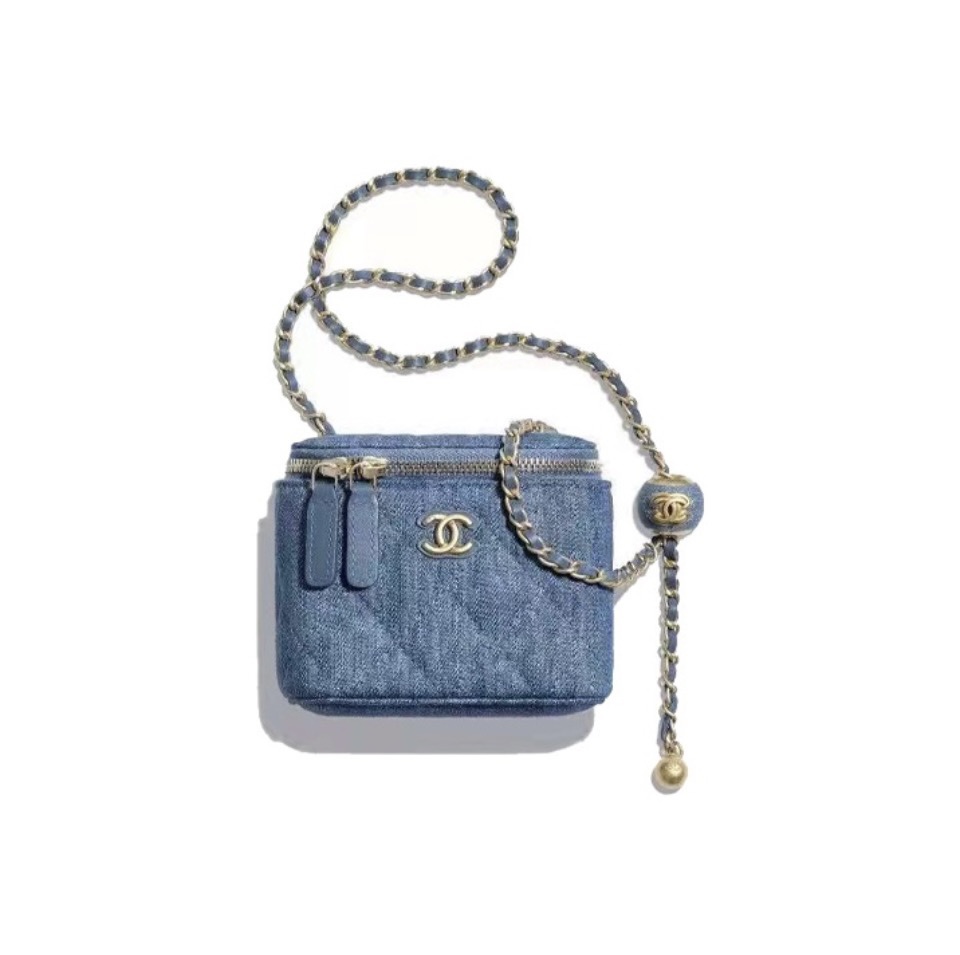 Chanel Denim Golden-Ball Makeup Box