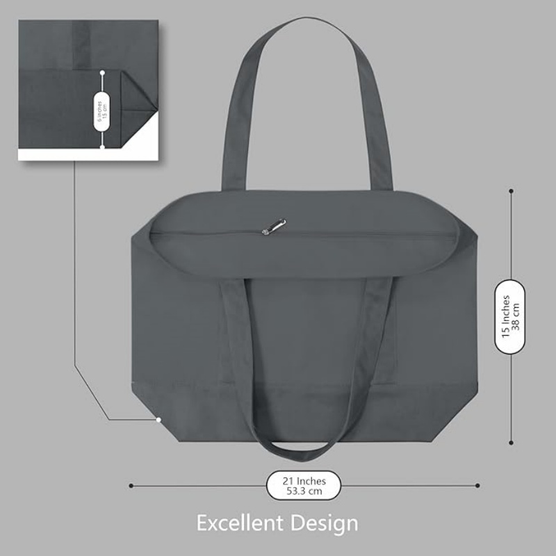 CANVORY 1-Pack Canvas Tote Bag with an External Pocket