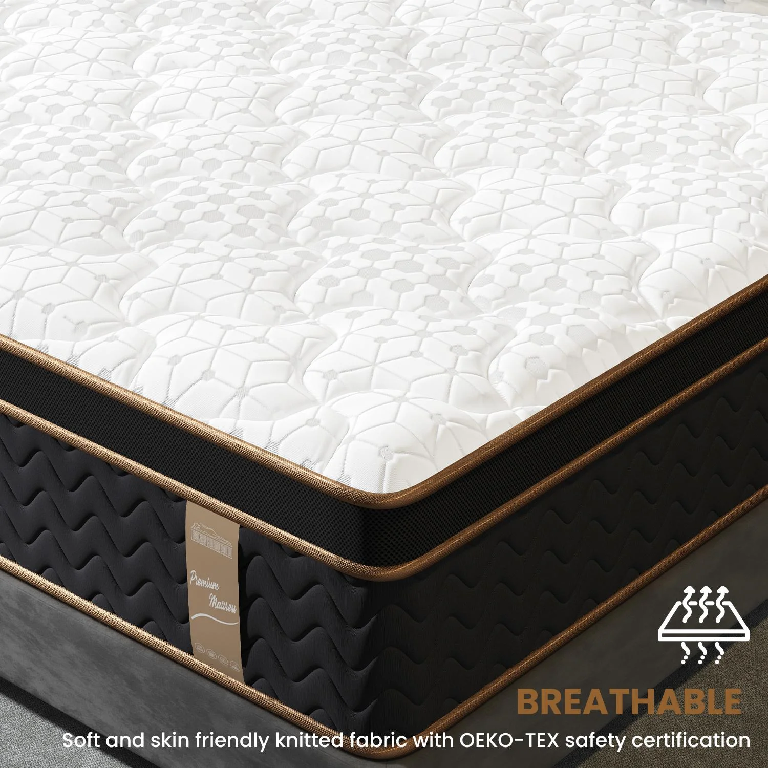 CoSoTower King Mattress, 10 Inch Plush Mattresses with Memory Foam, Fiberglass-Free Mattress in A Box, Individual Pocket Spring-Motion Isolation-Edge Support,Certipur-US Certified