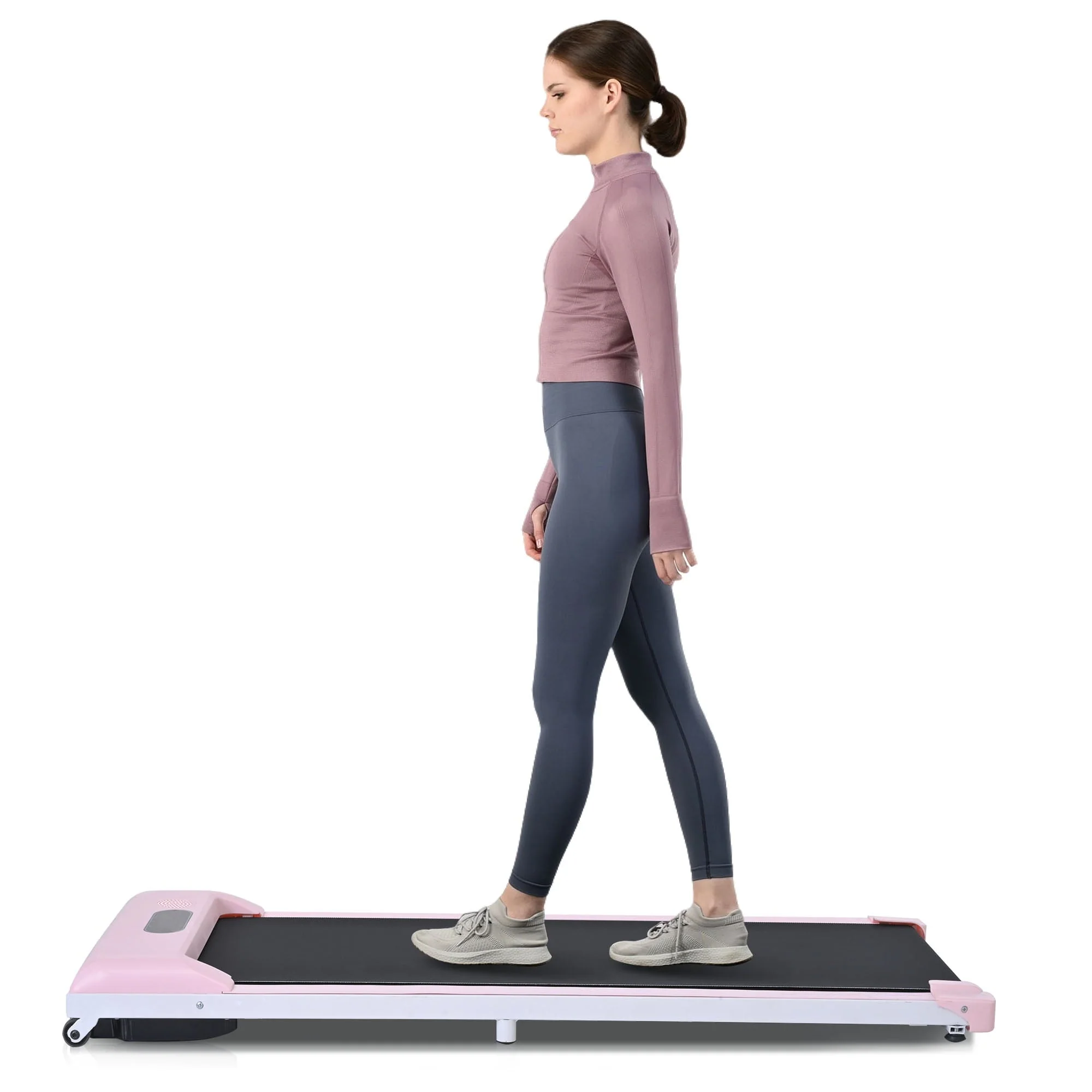 Merax Under Desk Treadmill 2.5HP Portable Walking Pad Desk Treadmill with Walkstation Remote Control, Walking Jogging Running Machine, LED Display for Home Gym Office,Pink