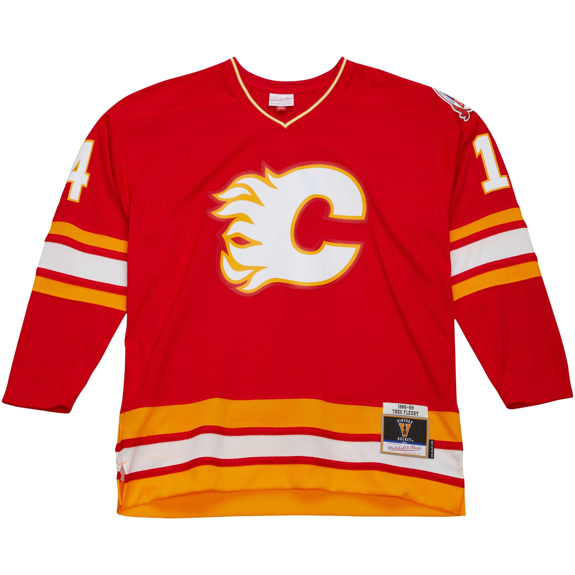 Theoren Fleury Calgary Flames Mitchell & Ness  1988/89 Blue Line  Jersey – Red