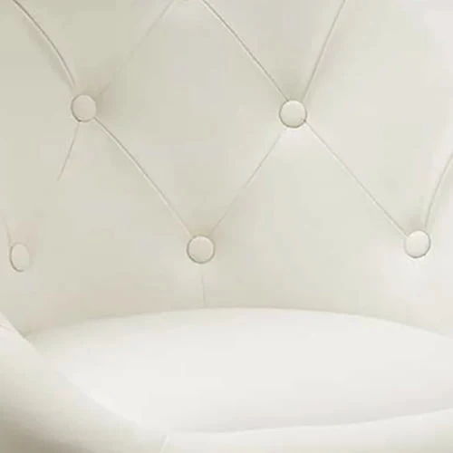 Duhome Modern Vanity Make-up Accent Chair PU Leather Desk Chair Round Swivel Tufted Adjustable Lounge Chair for Bedroom White