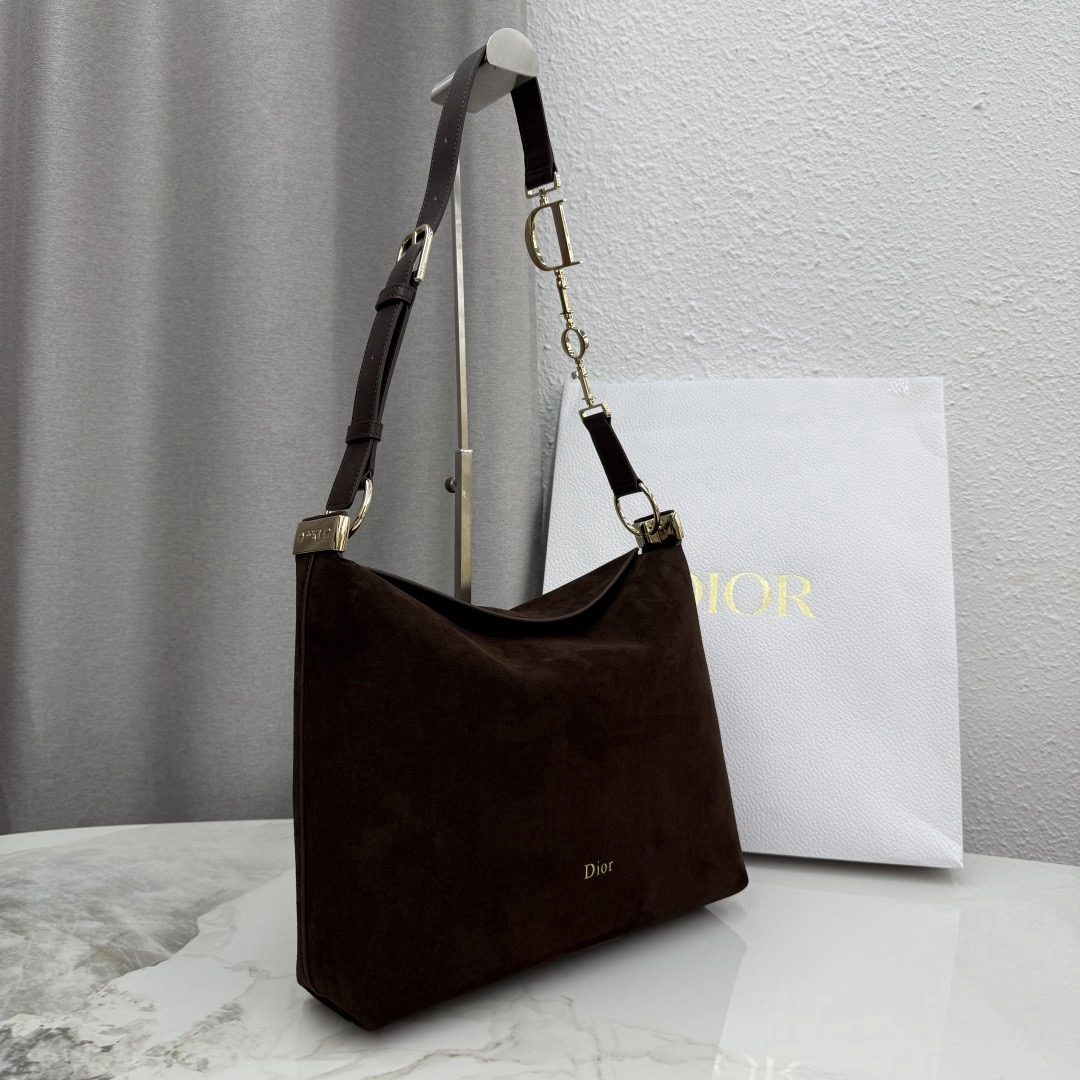 Dior Medium Diorly Bag Chocolate Suede