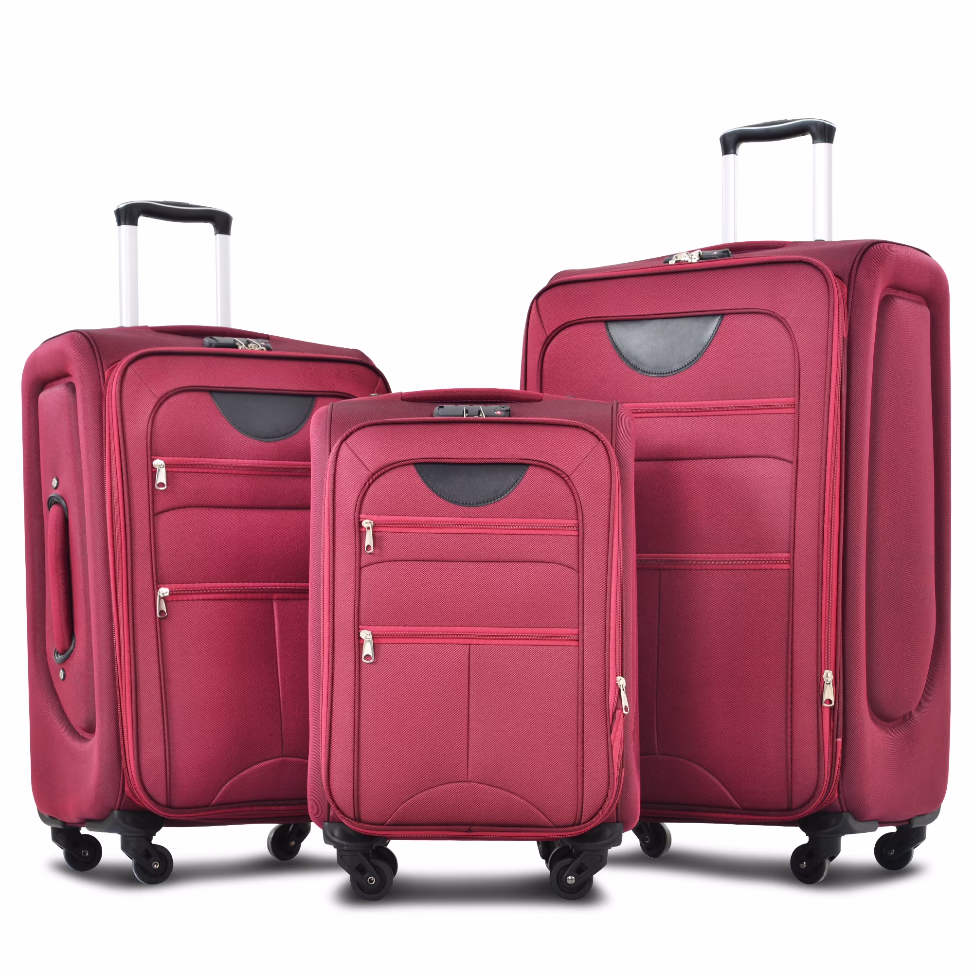 EUROCO 3 Piece Softside Luggage Set,Expandable Suitcase Set with TSA Lock and Spinner Wheels,Lightweight Suitcase for Men Women(20