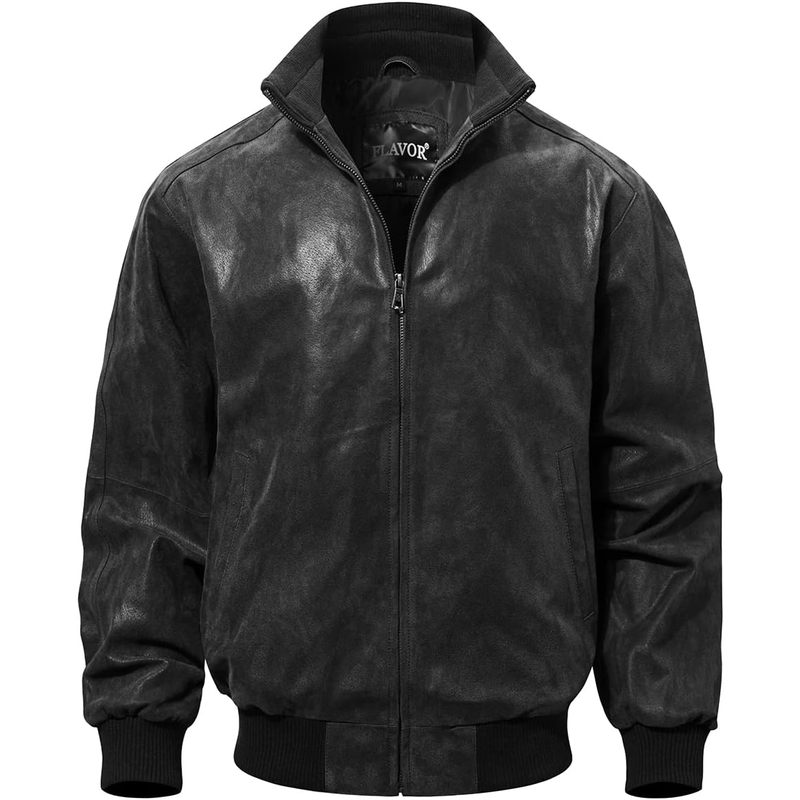 Men's Real Leather Bomber Casual Jacket