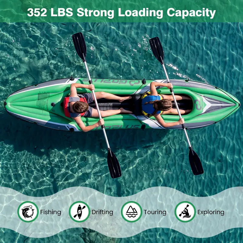 11.5-Foot Tandem Kayak for Adults – Aluminum Paddles Included. Ideal for Lakes. Rivers & Fishing