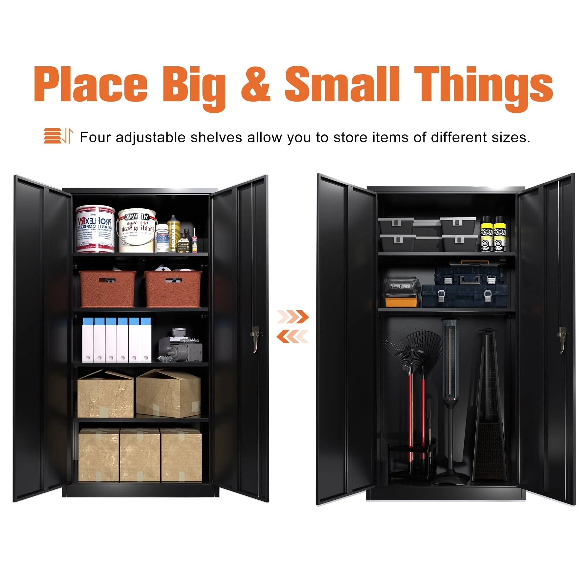 Supeer Black Metal Storage Cabinet, 72