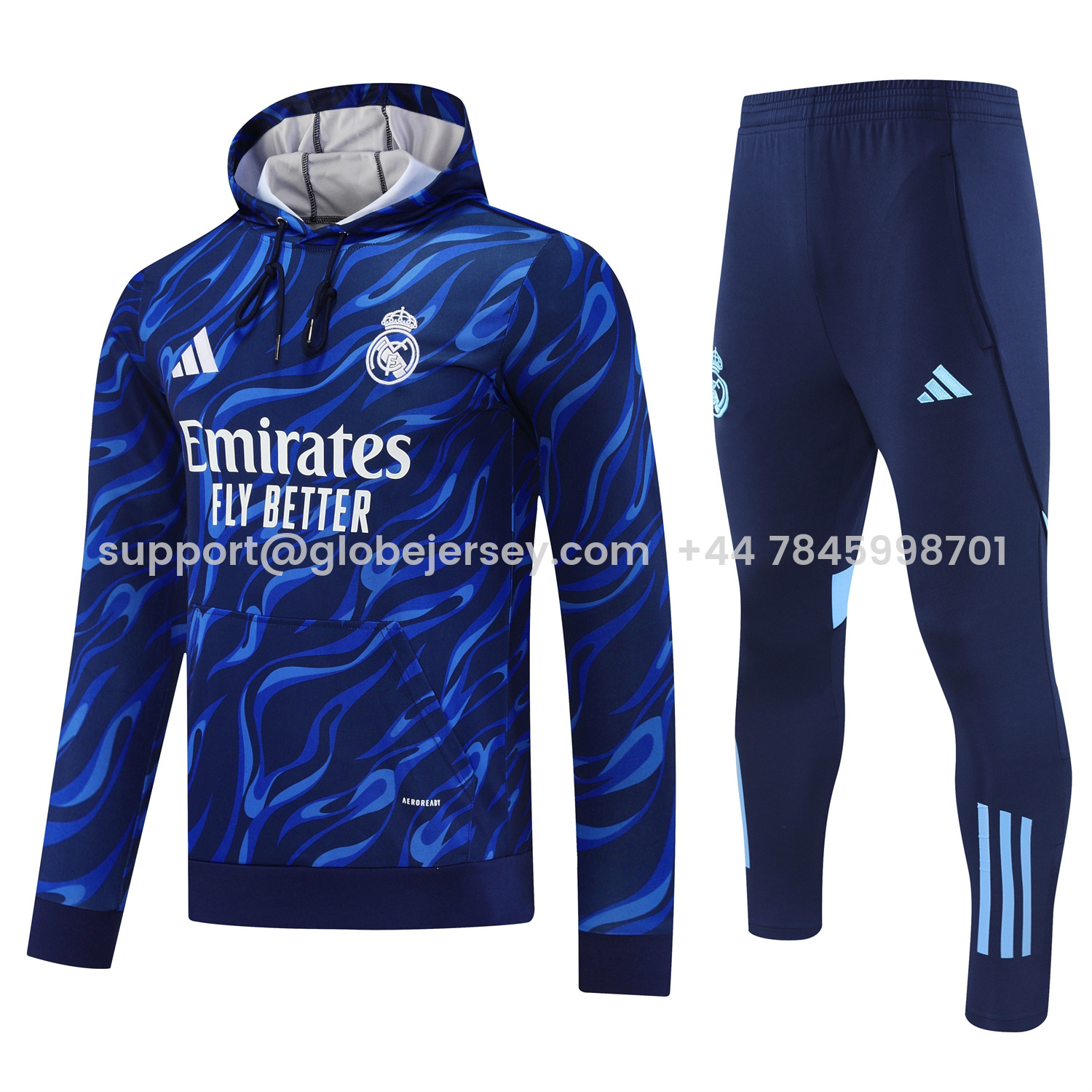 Real Madrid 25-26 Training Hoodie Set - Blue Hoodie and Deep Blue Pants