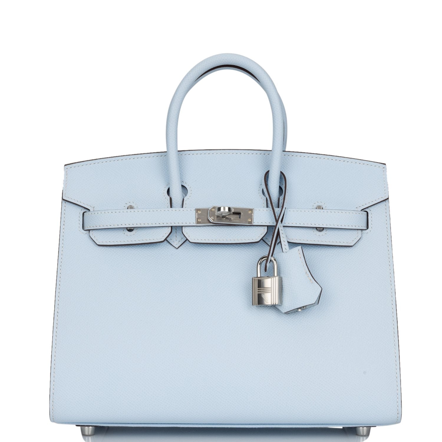 Birkin Sellier 25 Bleu Brume Epsom Palladium Hardware
