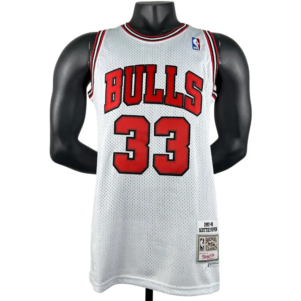 Embroidered MN retro jersey, Chicago Bulls 97/98 season, white, No. 33, Scottie Pippen