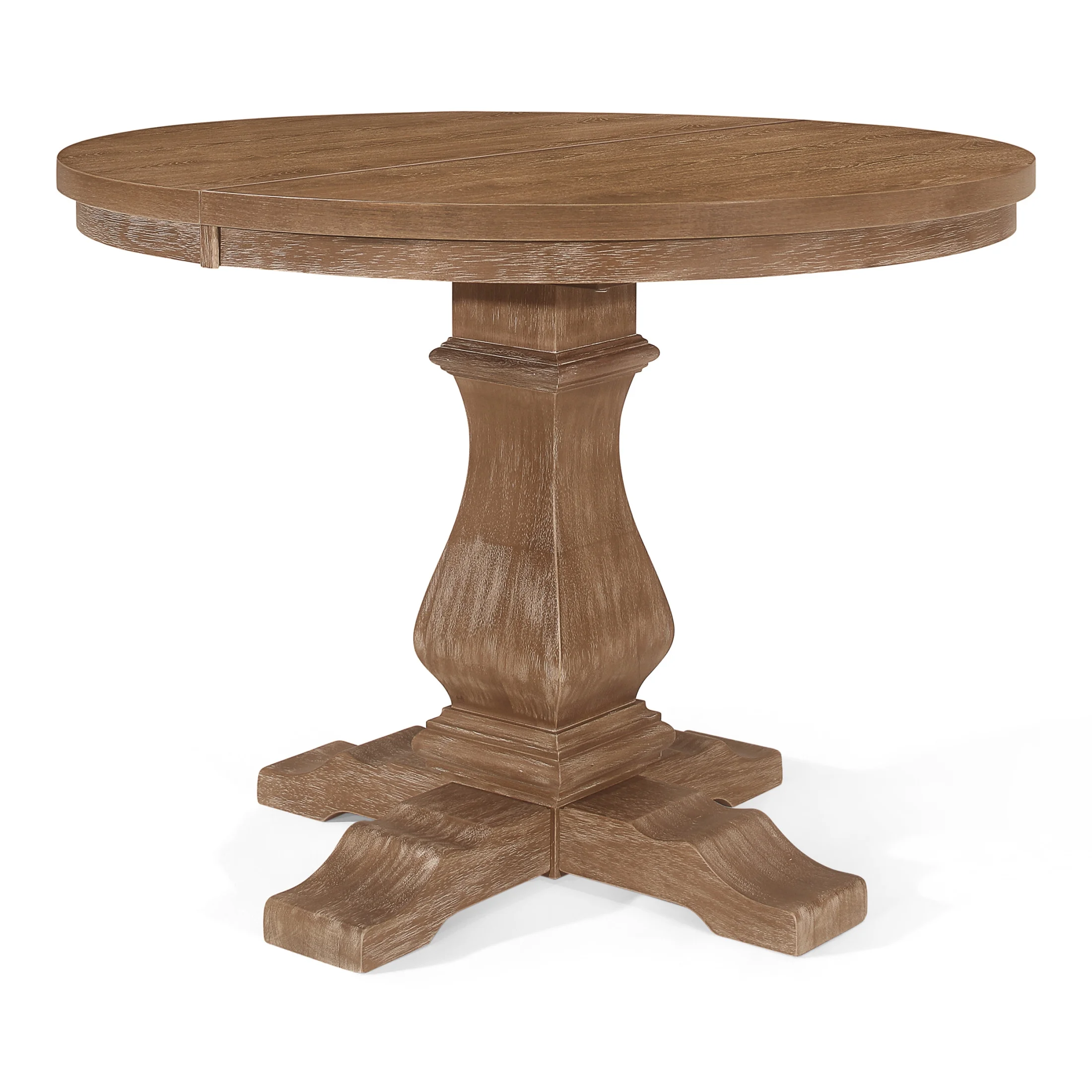 GDF Studio Rustic 5-Piece Dining Set with Expandable Table and Upholstered Chairs, Solid Wood Frame, Beige+Tan