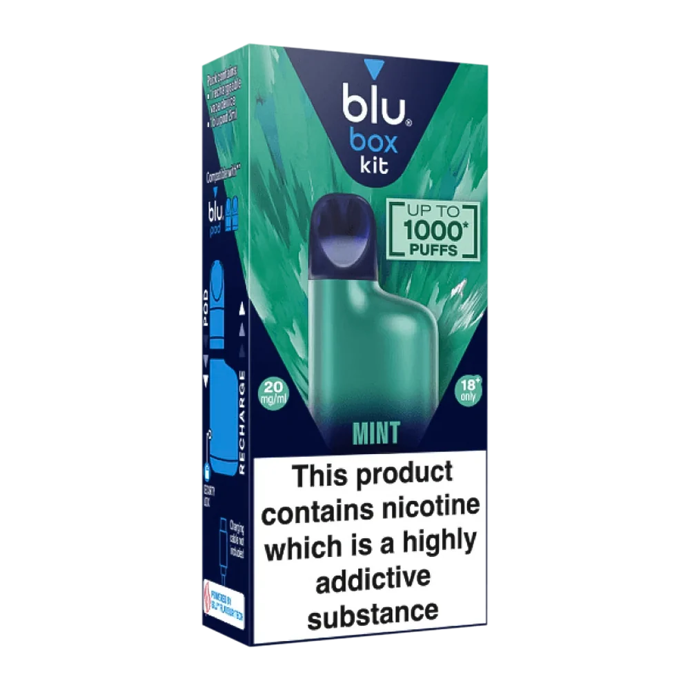 blu box kit Recharchable Device + Mint Vape Pod 2ml 20mg/ml Nicotine
