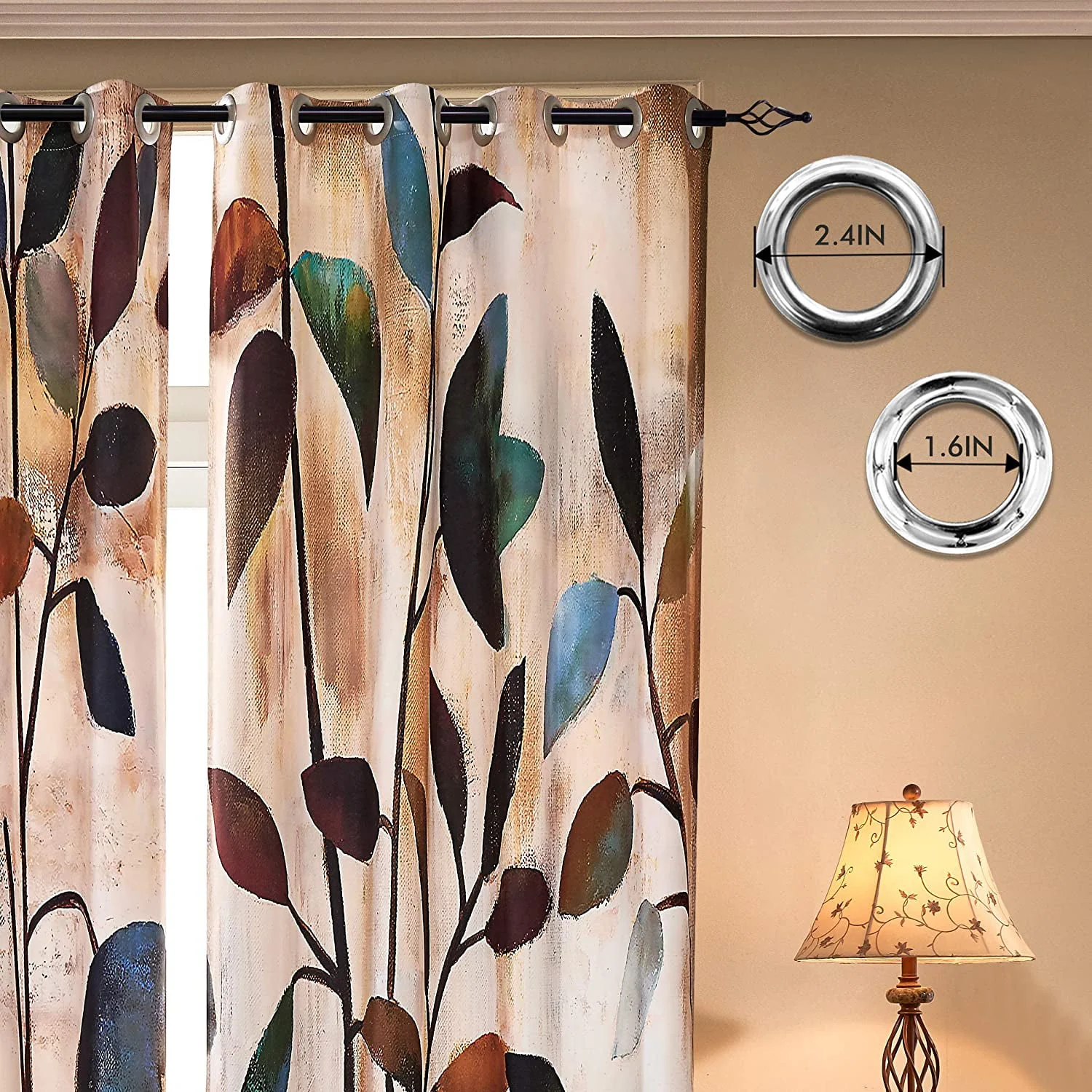 Subrtex Printed Colorful Curtains Blackout Thermal Insulated Valance Grommet Top Window Drapes 2 Panel Set(Brown, 52