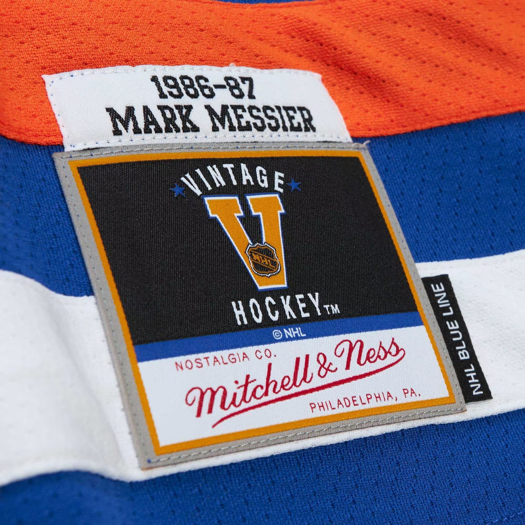 Mark Messier Edmonton Oilers Mitchell & Ness Alternate Captain Patch 1986/87 Blue Line   Jersey – Royal