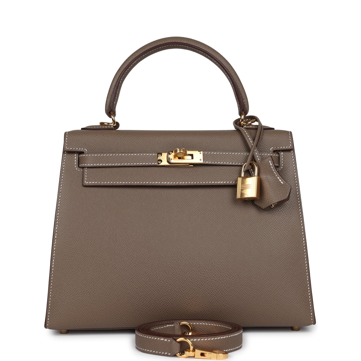 Kelly Sellier 25 Etoupe Epsom Gold Hardware
