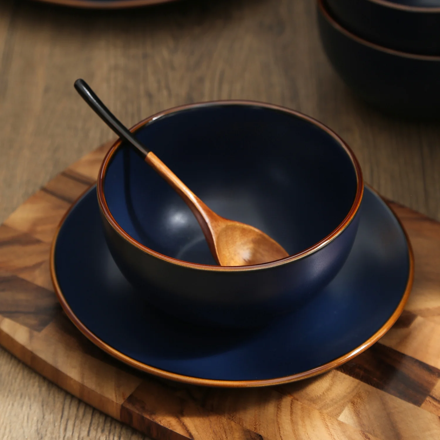 Stone + Lain Brasa Stoneware Collection Dinnerware Set, 32-Piece Service for 8, Blue