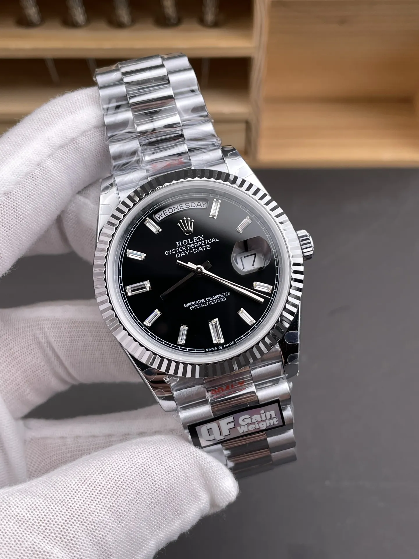 Rolex Day-Date Black Baguette Diamond 40mm