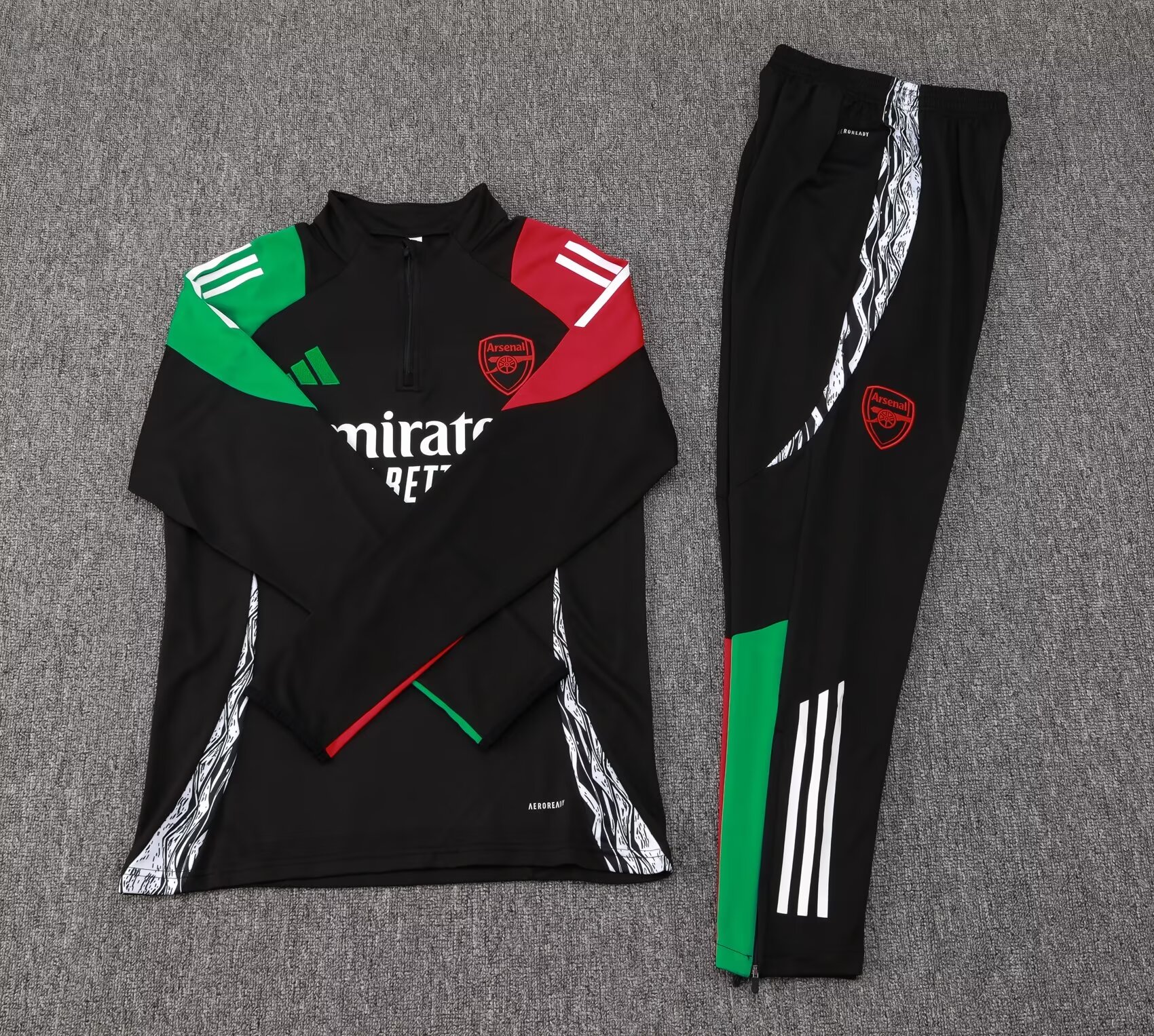 2024/2025 Arsenal Half-Pull Training Suit Black Football Shirt 1:1 Thai Quality