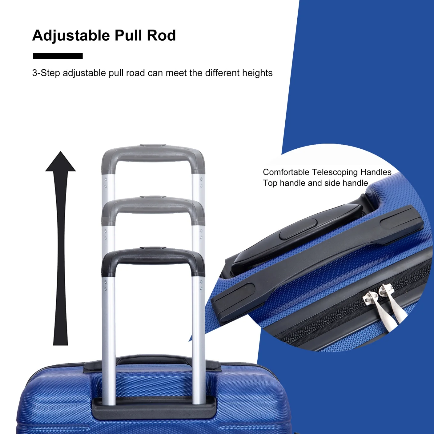 3 Piece Luggage Sets, PC Lightweight Durable Expandable Suitcase with 2 Hooks and TSA Lock, Suitcases with Wheels,21in 25in 29in,Gray