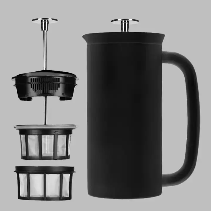 Double-Wall Insulated Stainless Steel French Press Coffee Maker with Dual Micro-Filter