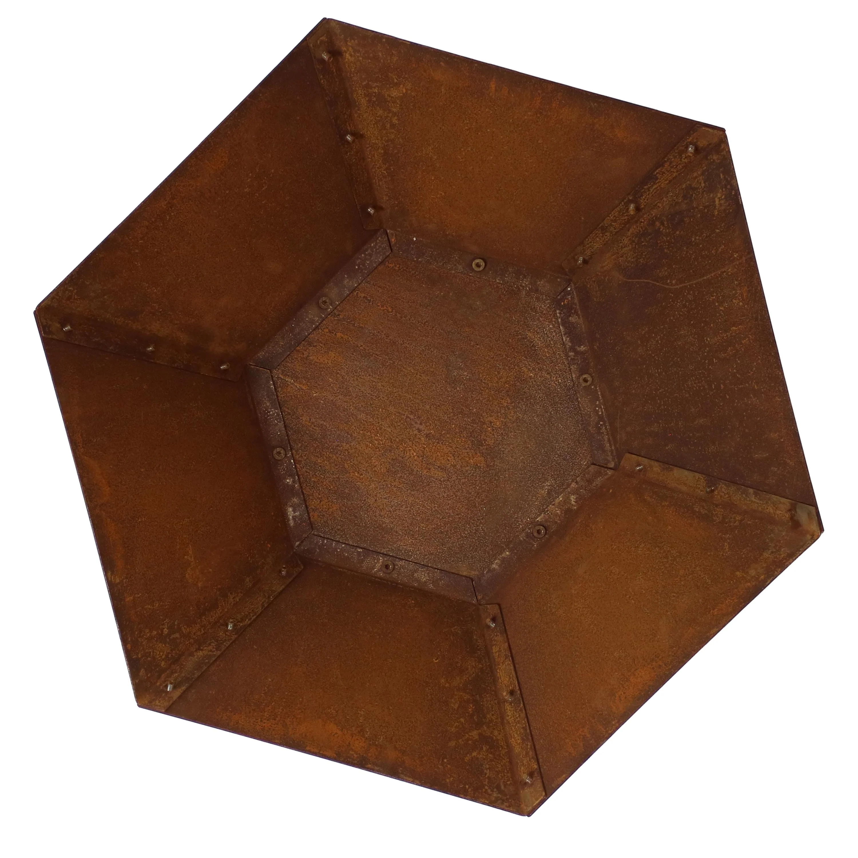Sunnydaze Outdoor Camping or Backyard Hexagon Rustic Affinity Fire Pit Bowl on Pedestal Stand - 23