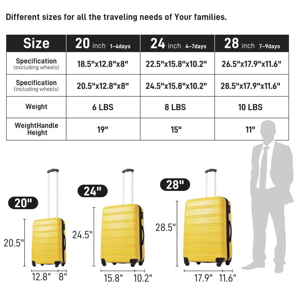 Luggage Sets 3 Piece, Hardside Expandable Ultra Durable PC Lightweight Carry On, Travel Suitcase Set with TSA Lock Spinner Wheels, Multicolor Purple