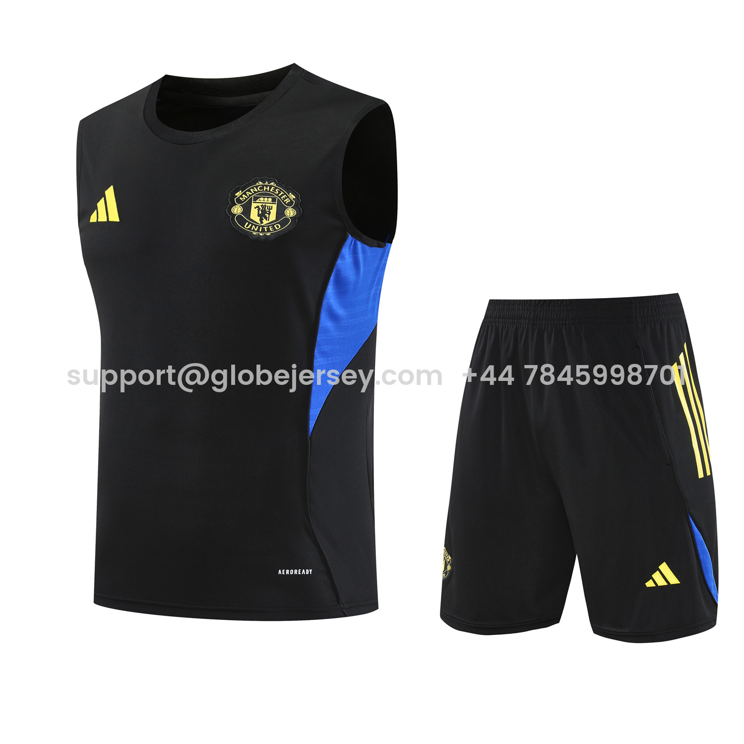 Manchester United 25-26 Vest Training Set - Black And Light Grey Vest & Black Shorts